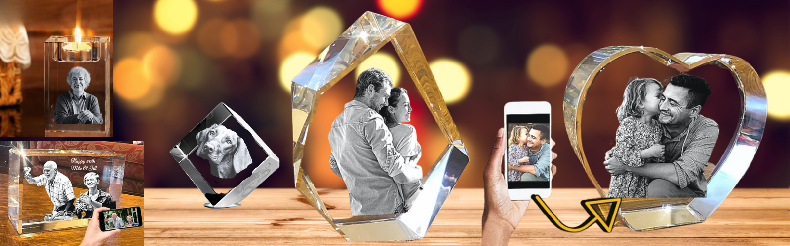 Photo 3D Gravée Dans Le Verre Personnalisée - Portrait En Cristal 6x6x9 Cm | Cadeau Original Pour Anniversaire, Mariage, Noël