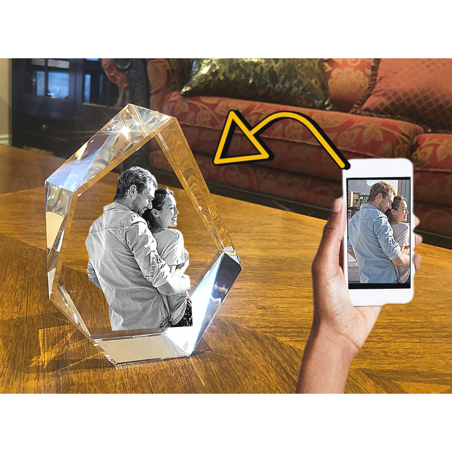 Personnalisé photo holographique 3D gravé à l'eau-forte gravée à  l'intérieur du cristal avec votre propre image gravée cadre photo  anniversaire de mariage cadeaux de mariage d'anniversaire : :  Cuisine et Maison